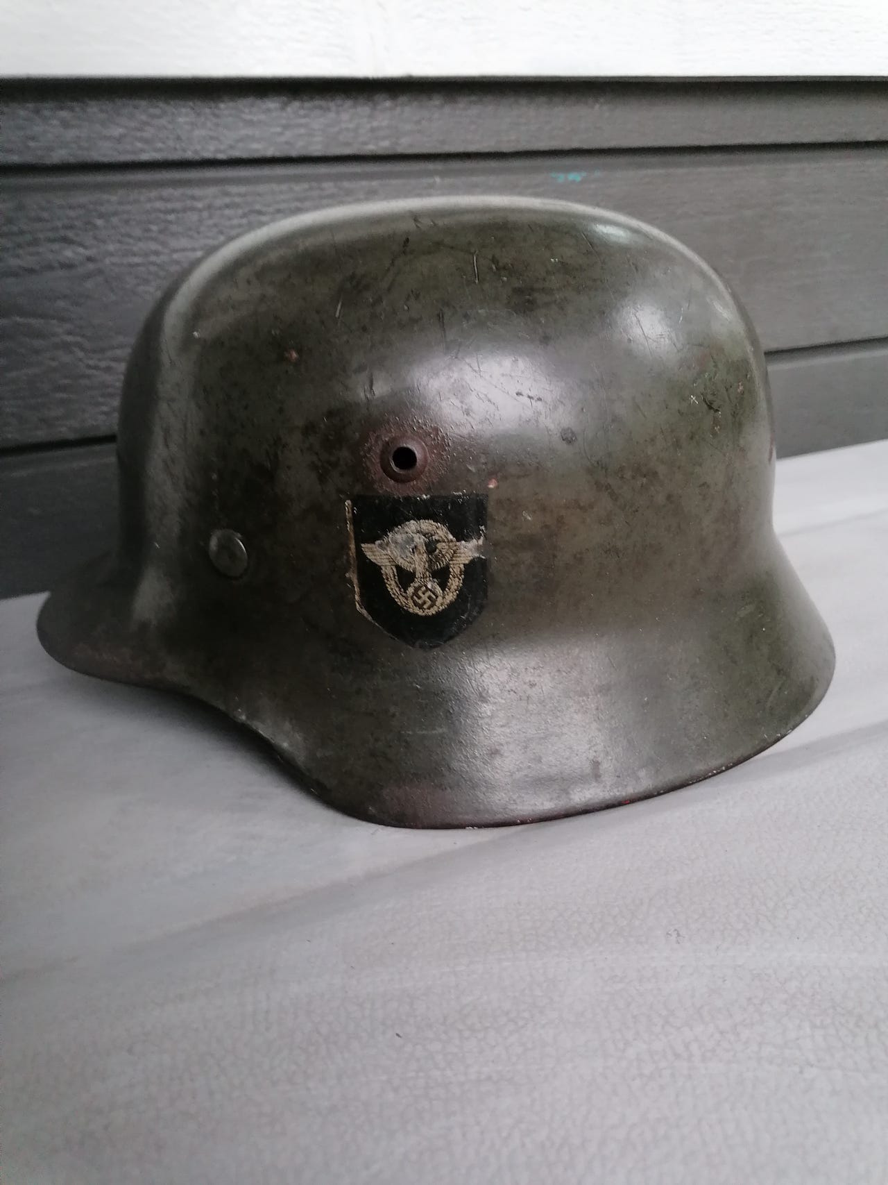 WWII German M35 Double Decal Polizei Helmet EF64