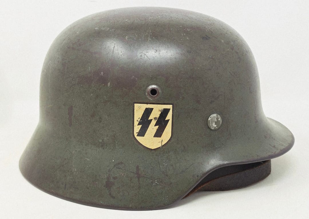 Original WWII Waffen-SS M35 Double Decal Helmet (ET64) - Image 2