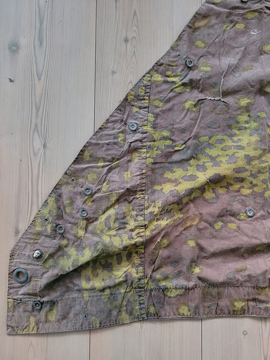 Original WWII SS Camouflage Zeltbahn with Kriegsmarine Nameplate - Image 4