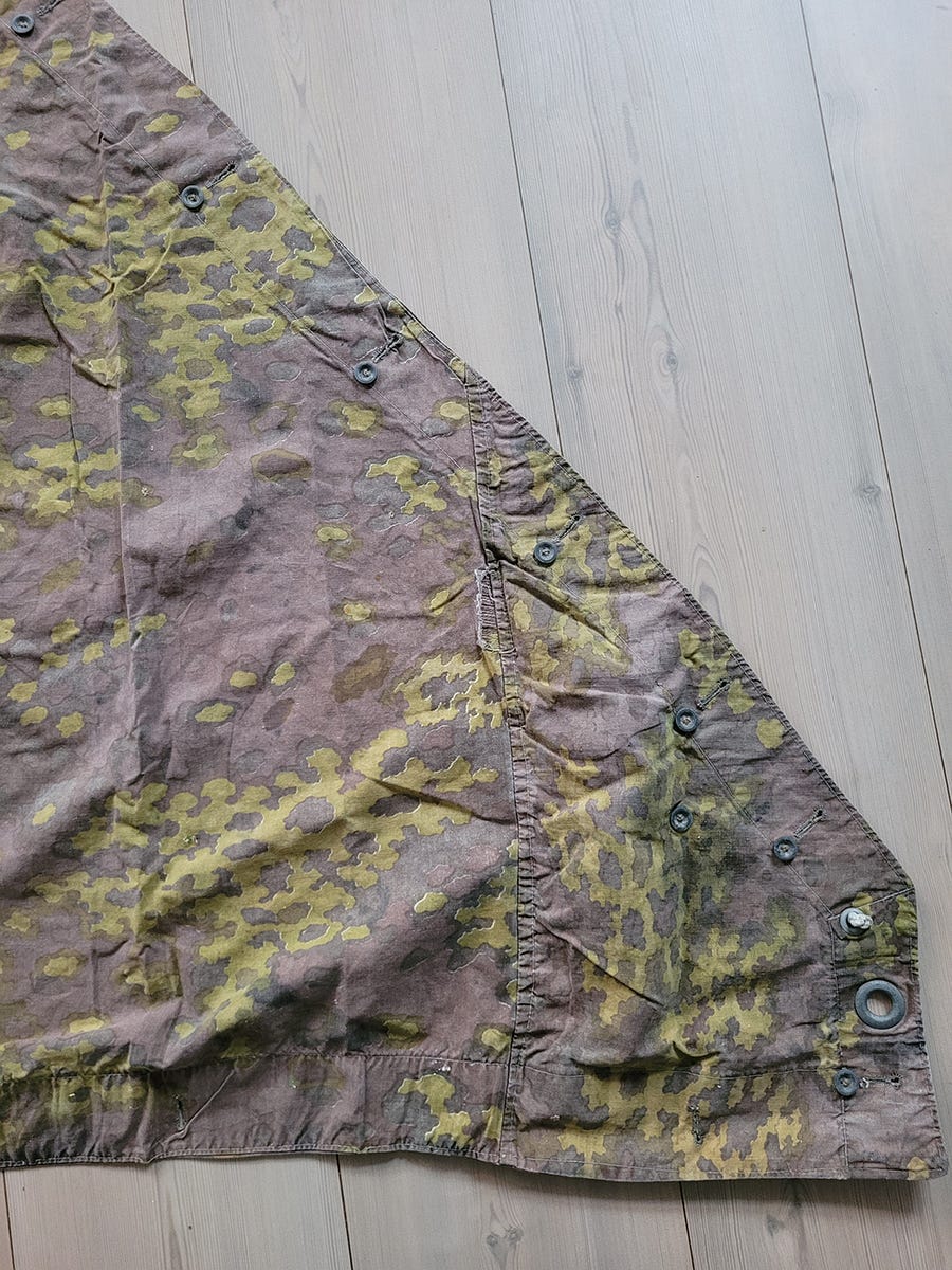 Original WWII SS Camouflage Zeltbahn with Kriegsmarine Nameplate - Image 6