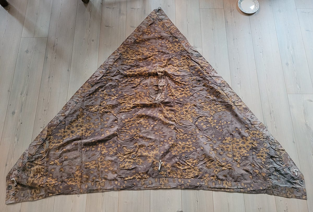 Original WWII SS Camouflage Zeltbahn with Kriegsmarine Nameplate - Image 7