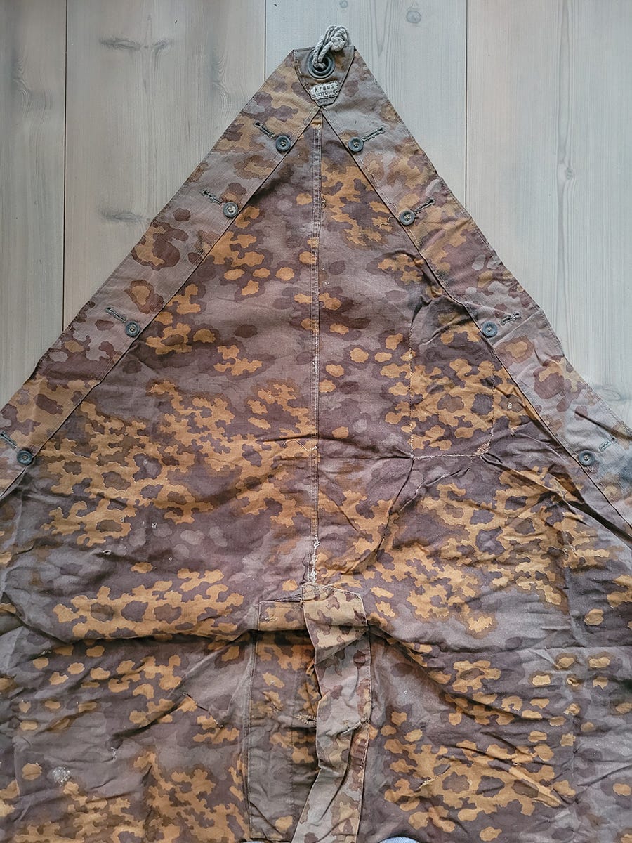 Original WWII SS Camouflage Zeltbahn with Kriegsmarine Nameplate - Image 8