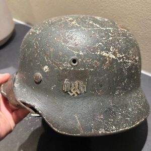 WWII German Camouflage Helmet ET64 – 1936 Marked, Size 56