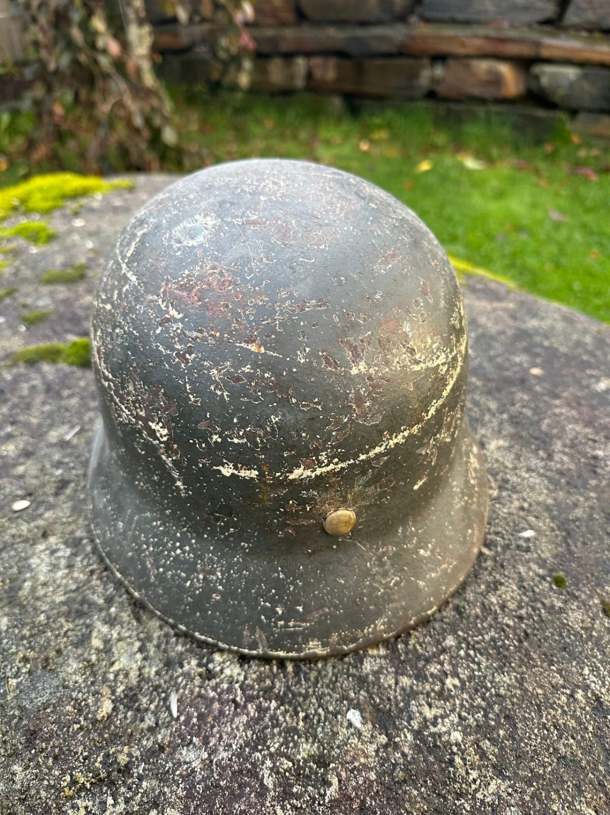 WWII German Camouflage Helmet ET64 – 1936 Marked, Size 56 - Image 3