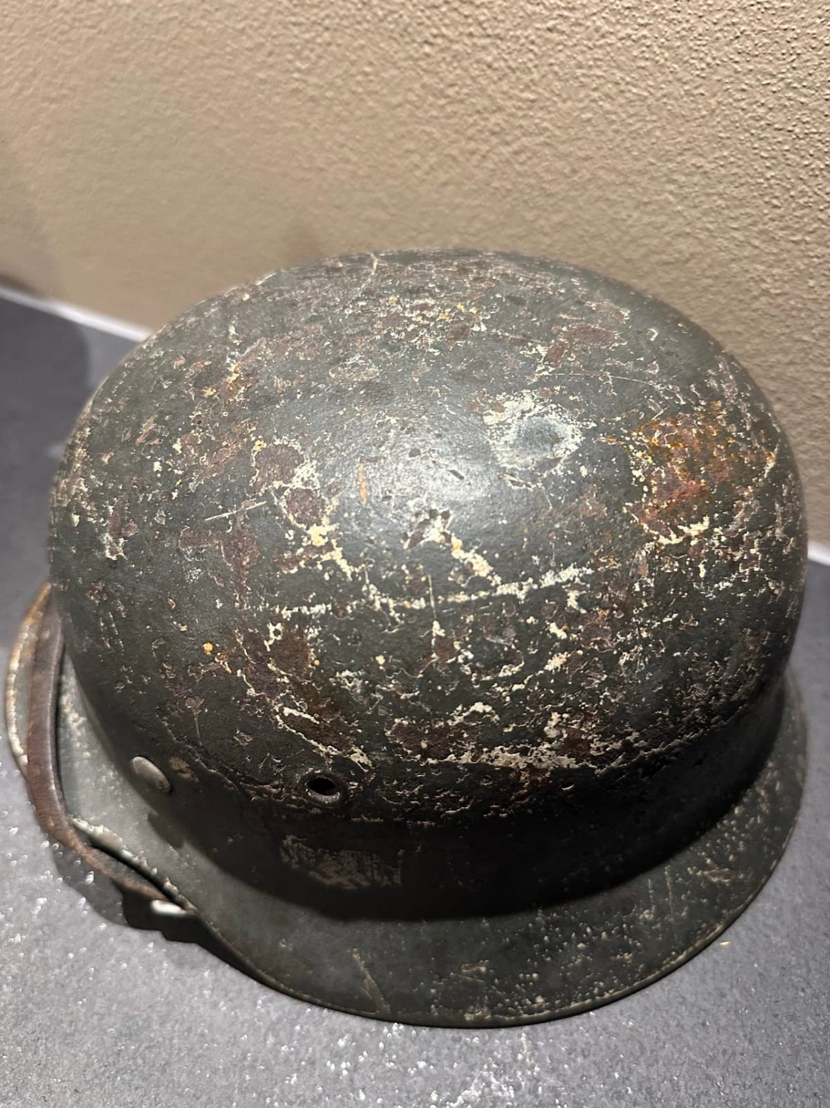 WWII German Camouflage Helmet ET64 – 1936 Marked, Size 56 - Image 4