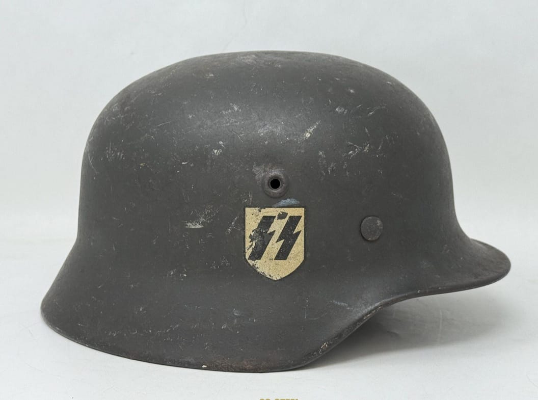Authentic WWII Waffen-SS M40 Single Decal Helmet manufactured - Image 2