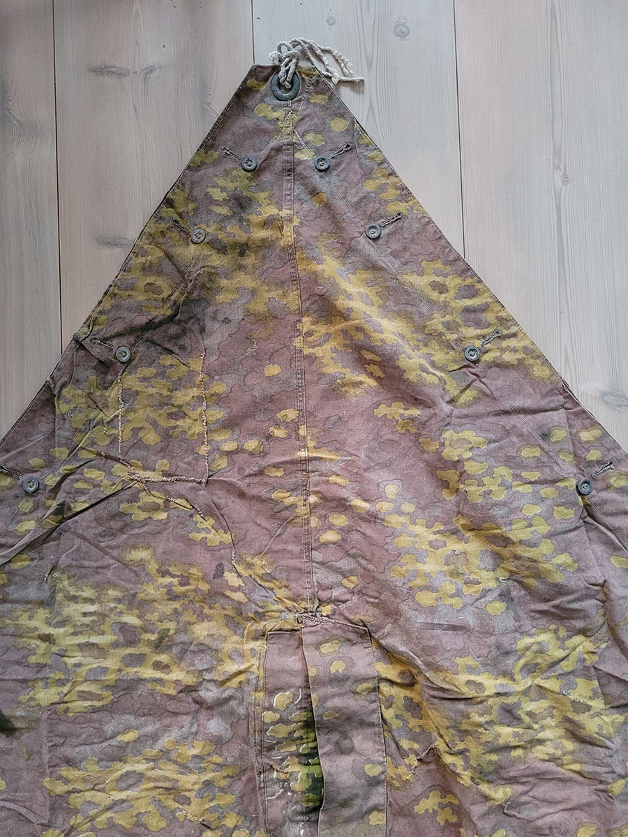 Original WWII SS Camouflage Zeltbahn with Kriegsmarine Nameplate - Image 3