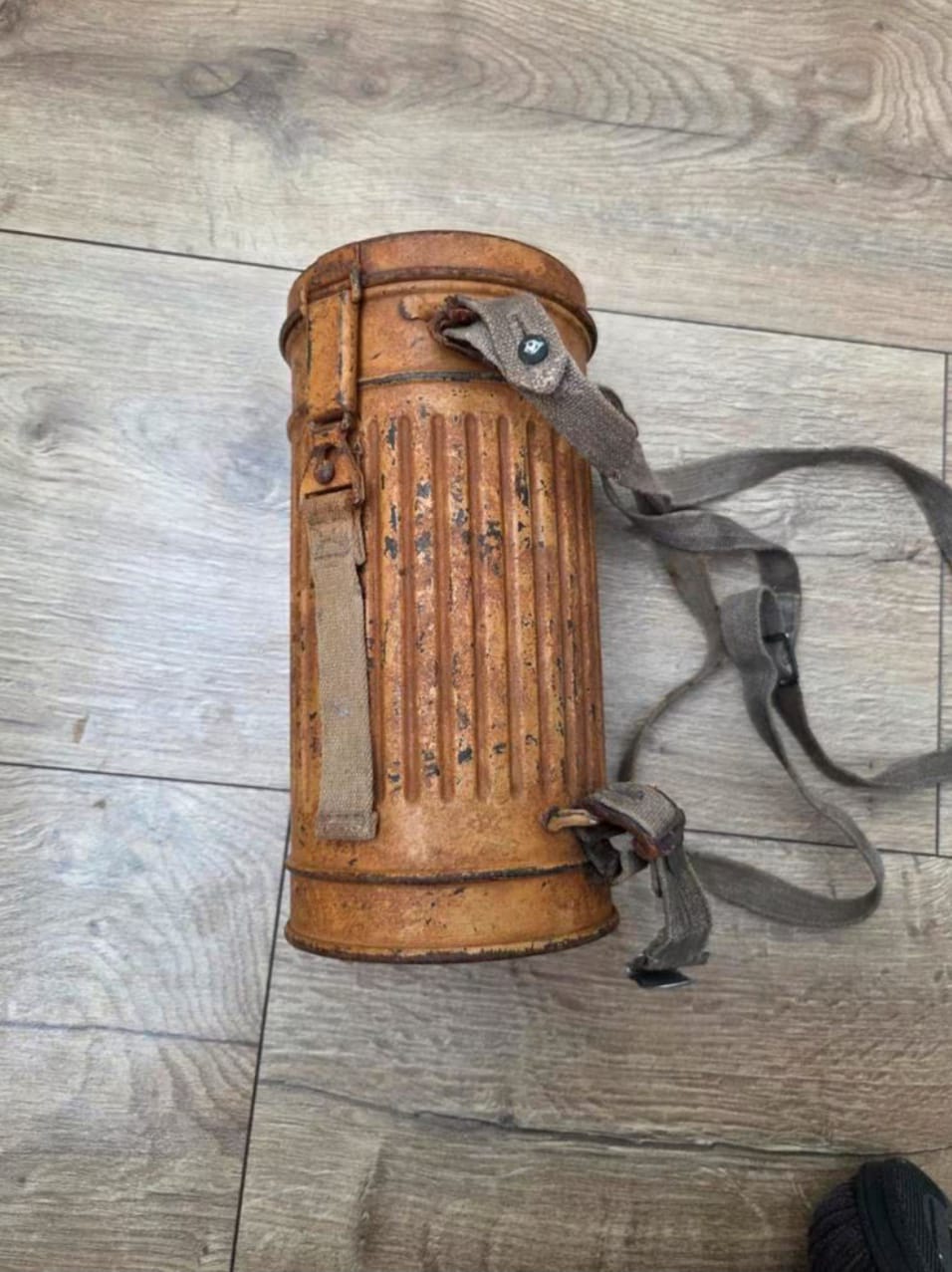 Original German gas mask with canister from World War II