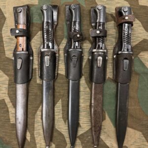 Collection of 5 German Mauser K98k Bayonets – WWII German Militaria, Matching Numbers, 1937–1940
